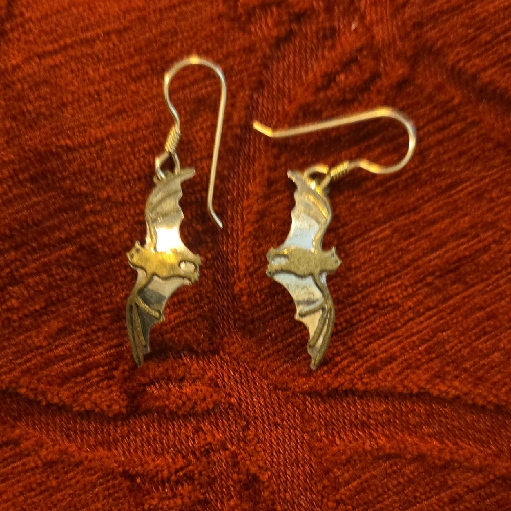 Sterling Silver Bat Earrings